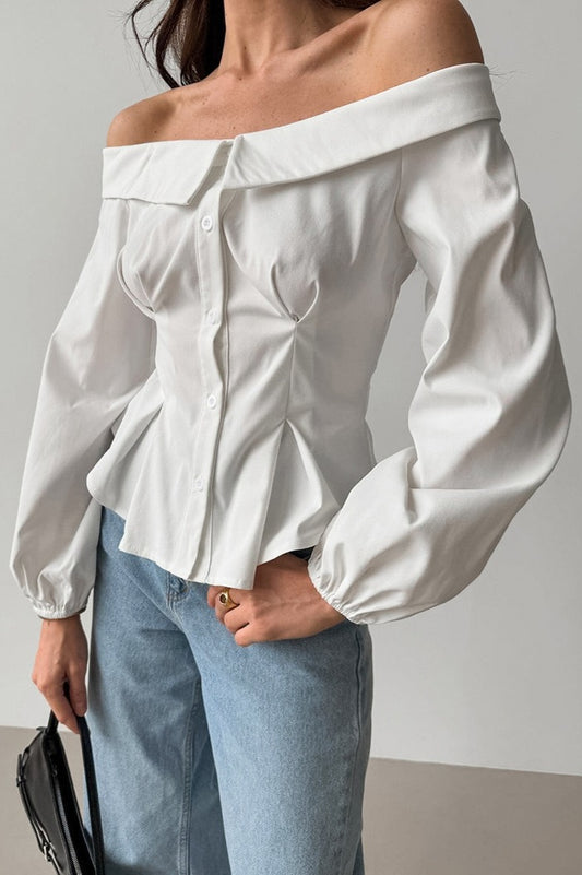 Vintage Off-Shoulder-Bluse