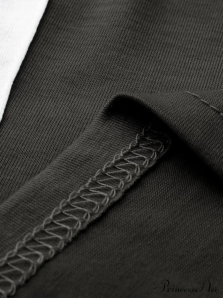 Abstract Women’s Design Black Painting Shirts Round Neck Block White Halloween Long Tunic Plaid