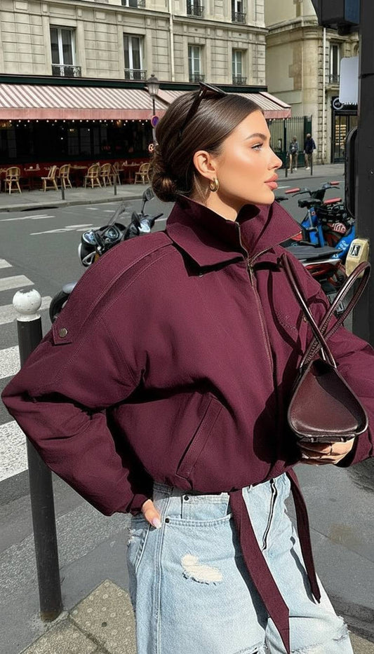 Schlichte, lockere Jacke mit kurzem Stehkragen