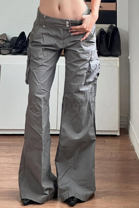 Vintage Graue Loose-Fit Cargohose