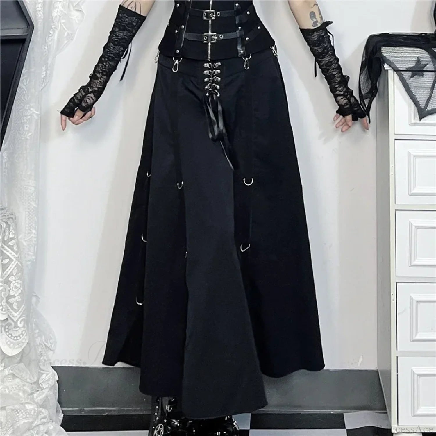 Acubi Black Swing A-line Skirt