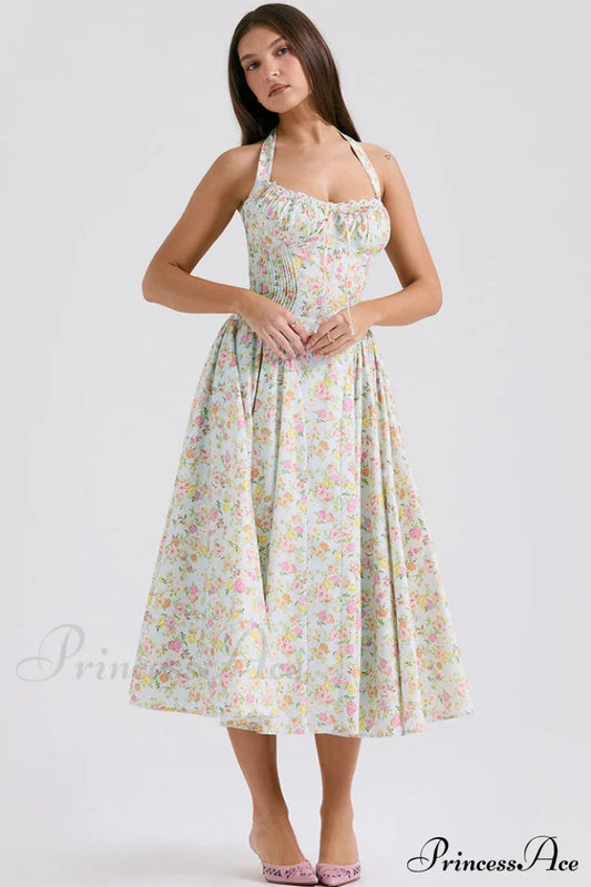 Stilvolles Midi-Sommerkleid aus Baumwolle von Adabella mit Neckholder