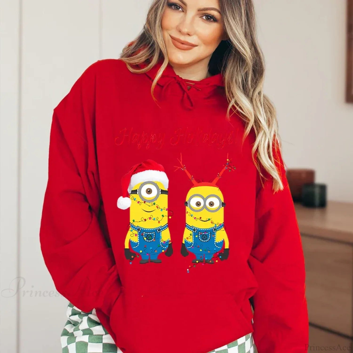Adorable Merry Minions Plus Velvet Sports Christmas Hoodie Red / S Hoodies-L