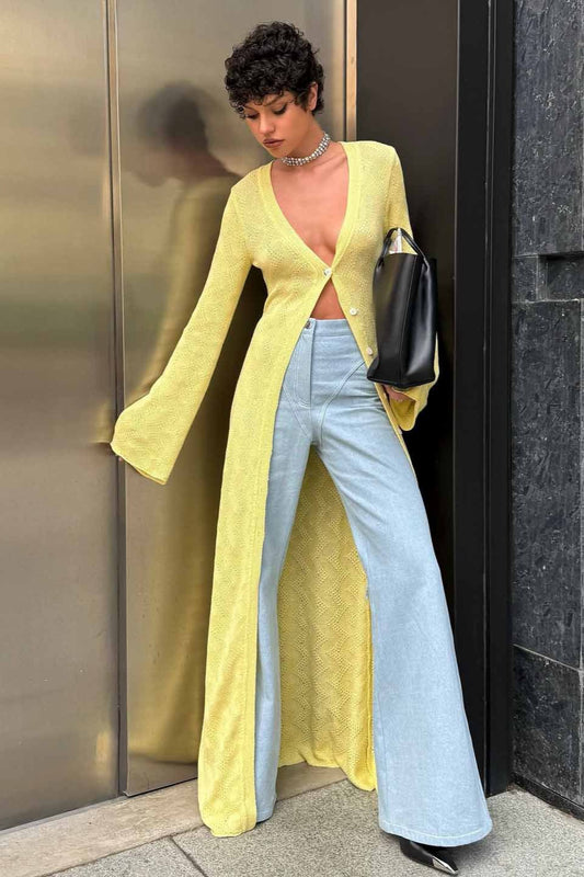 Lässiger, bedruckter Cardigan aus lockerem Strick im Lazy-Style