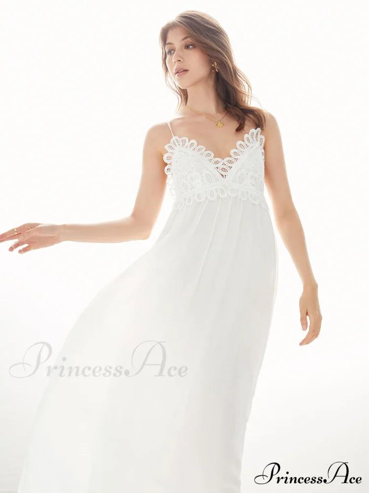 Aegean Guipure Lace Trendy Open Back Long Dress Dresses