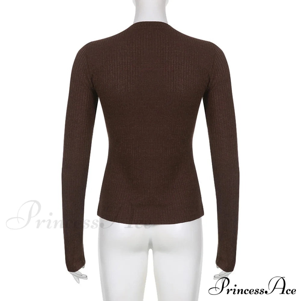 Aesthetic Up Ribbed Lace Arm Patchwork Retro Tops Y2K Skinny Casual Grunge Button Long Fairy Women