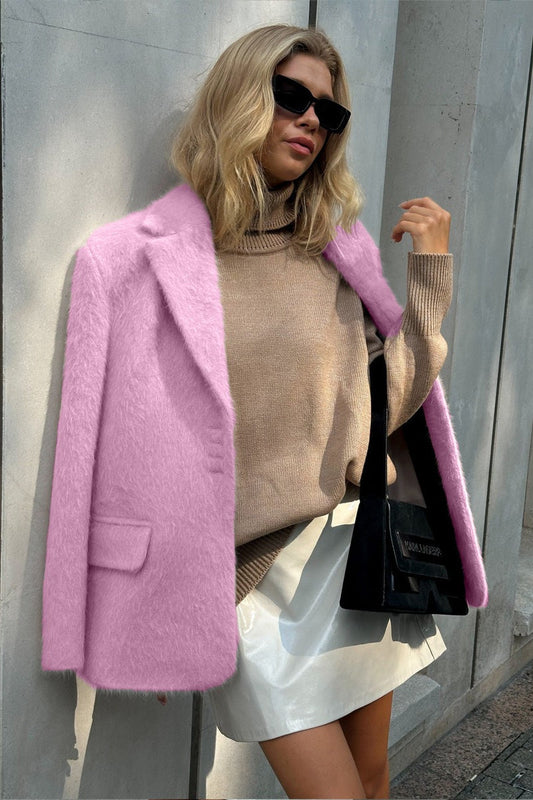 Langärmliger Blazer aus Kunstpelz