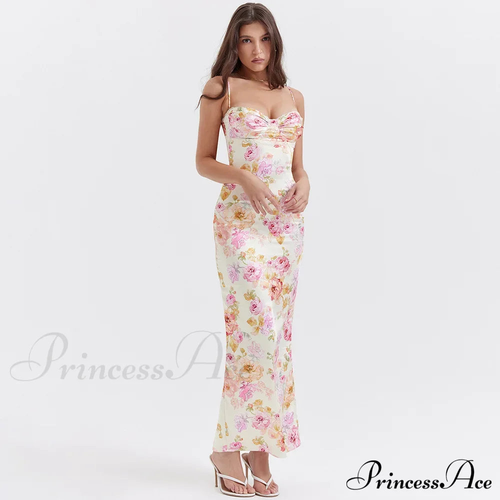Agness Floral Stylish Maxi Bodycon Dress / L