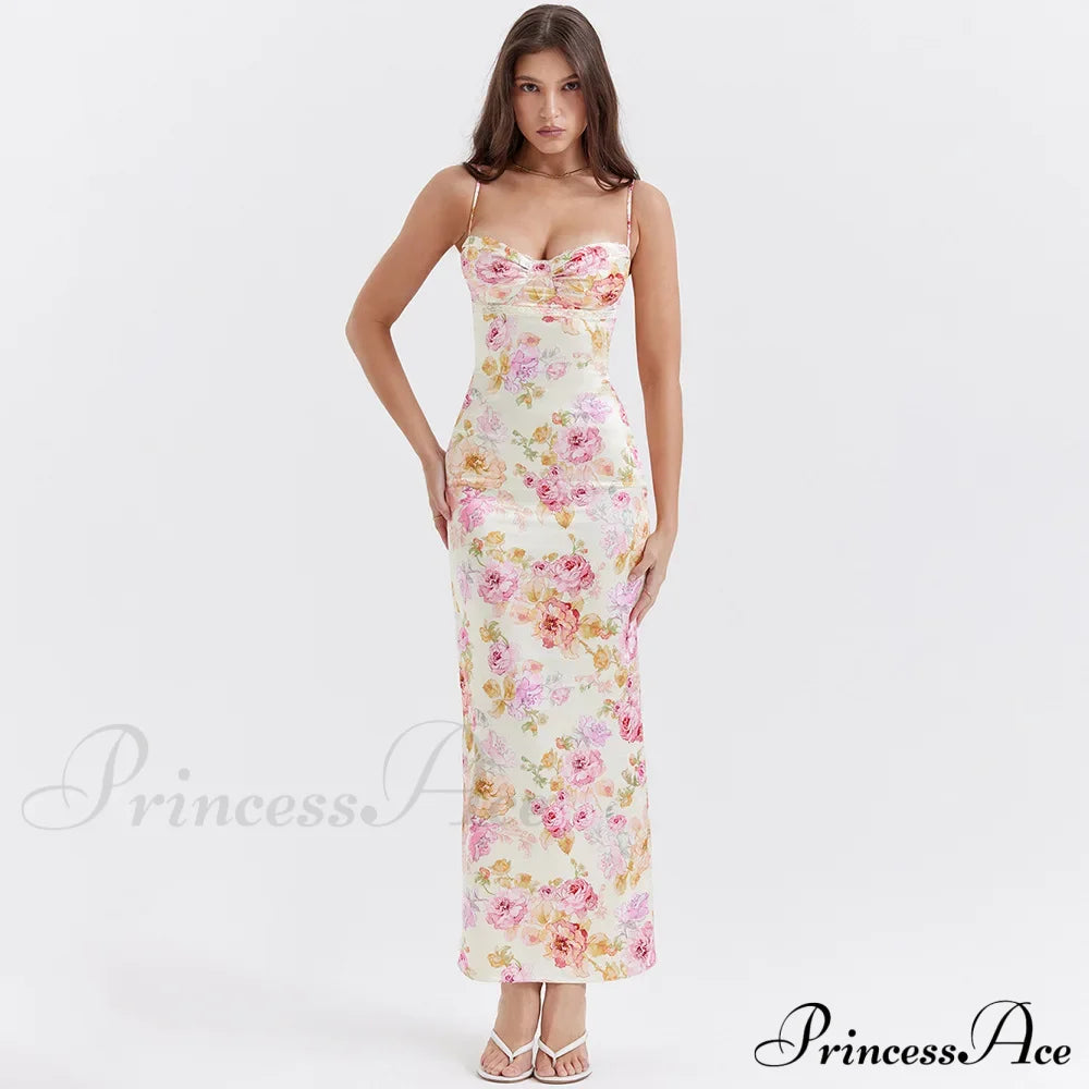 Agness Floral Stylish Maxi Bodycon Dress / S
