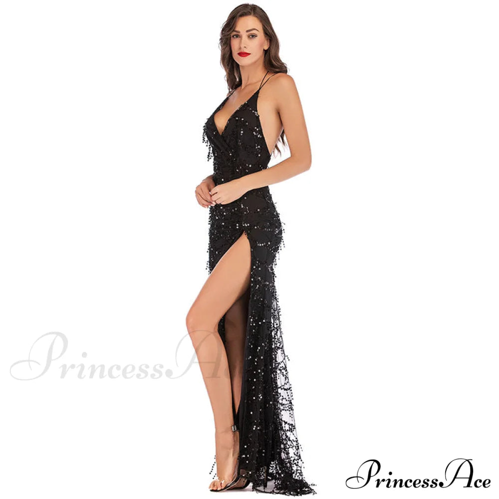 Alese Scroll Sequin Charming Cross Back Mermaid Dress S.o. Long Dresses