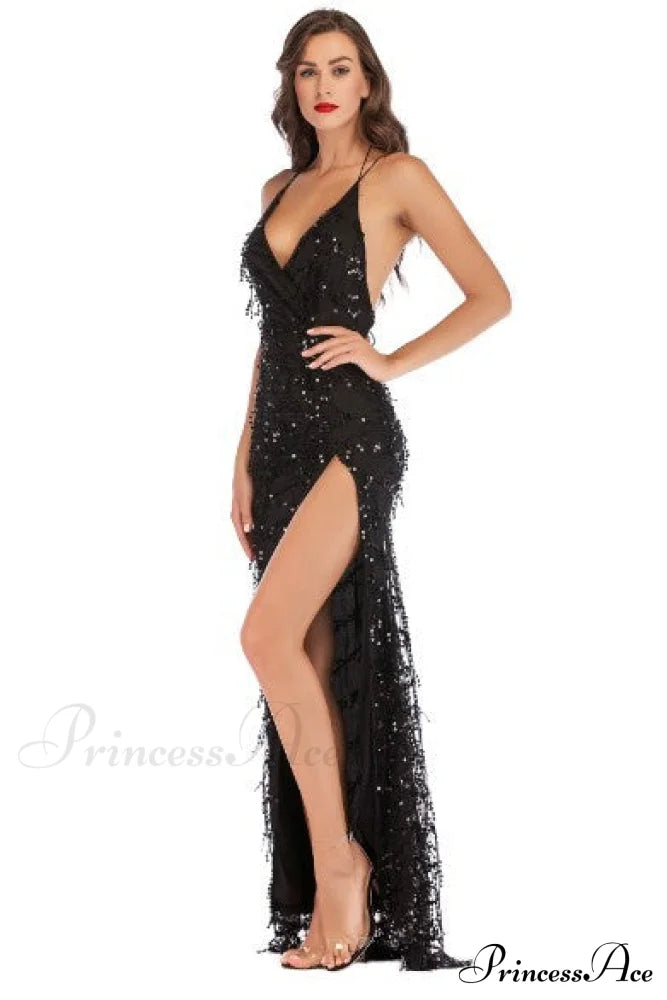 Alese Scroll Sequin Charming Cross Back Mermaid Dress S.o. Long Dresses