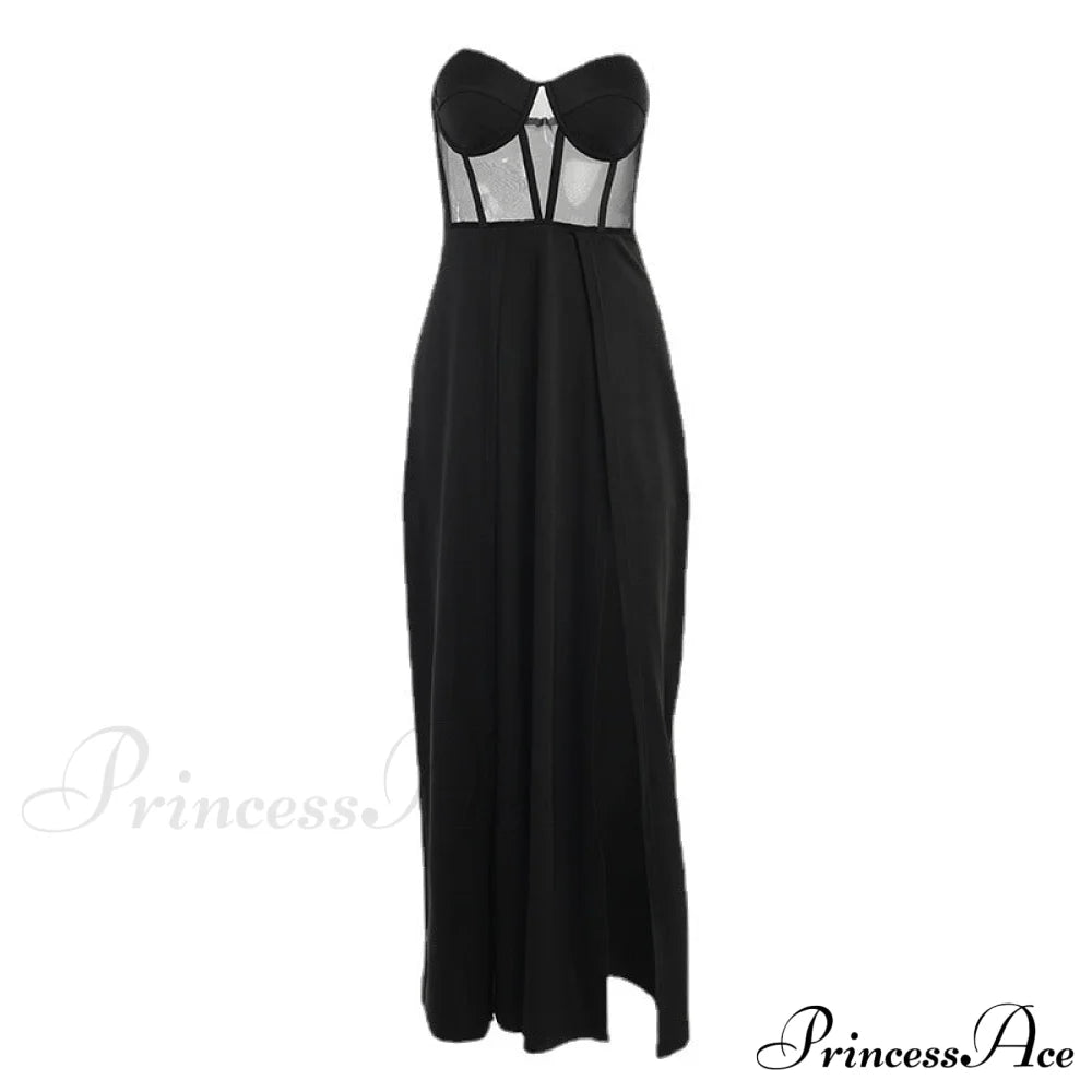 Alexia Formal High Charming Slit Illusion Dress Black / S S.o. Long Dresses