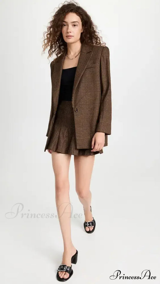 Alice + Olivia – Kariertes, anmutiges Blazer- und Rock-Set