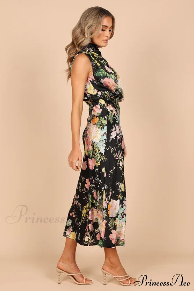 Anabelle Halter Stylish Neck Midi Dress