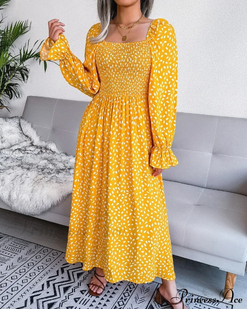 And For Puff Women Gown Elegant Neckline Sleeves With Style Chiffon - Boxy 18123