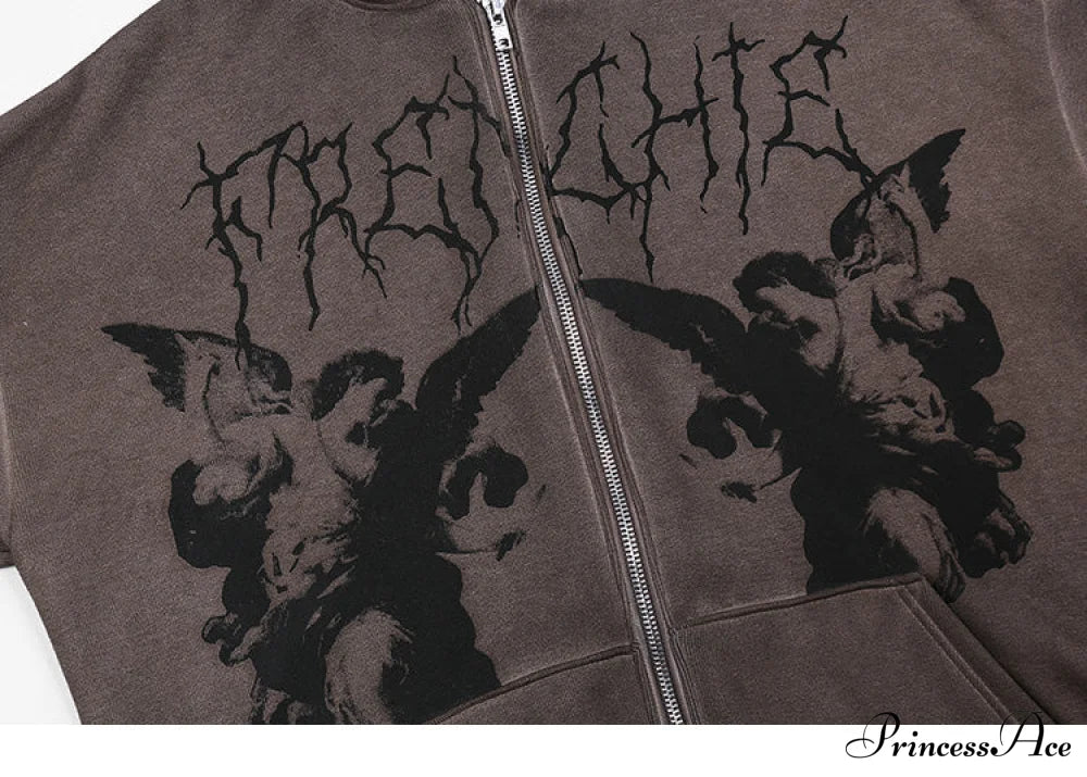 Angel Dark Print Streetwear Hoody Jacket