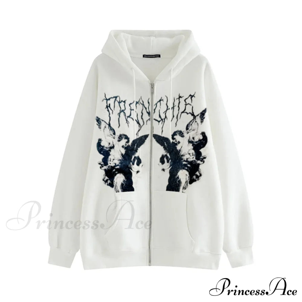 Angel Dark Print Streetwear Hoody Jacket