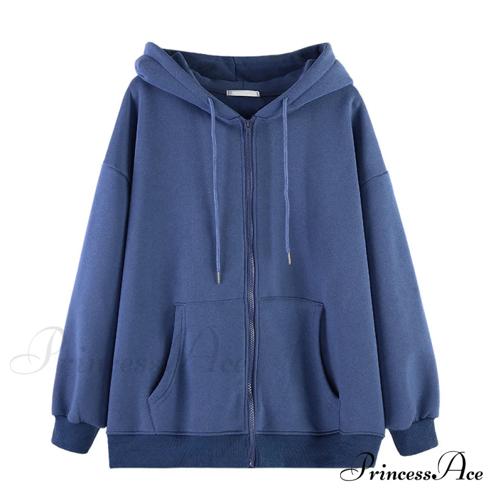 Angel Dark Print Streetwear Hoody Jacket Blue / M