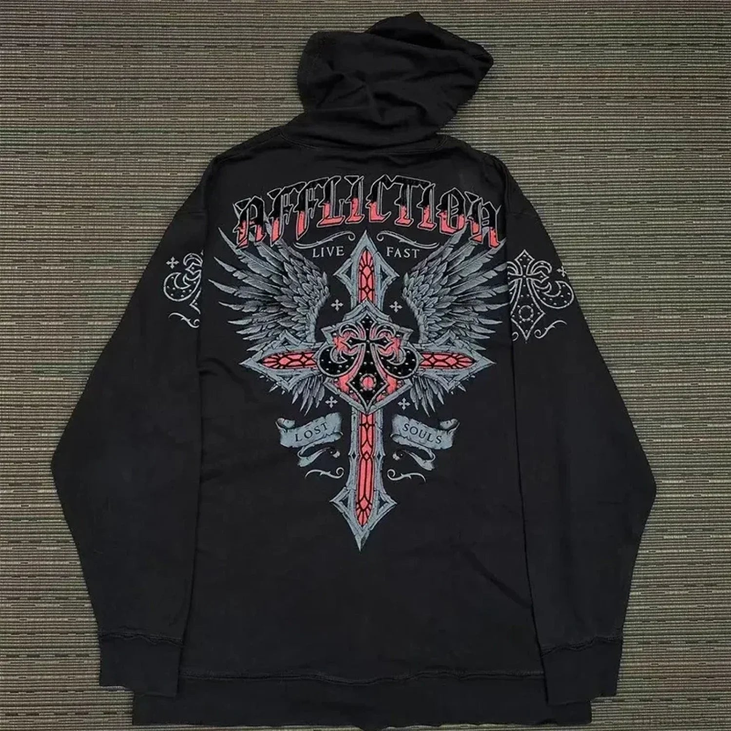 Angel Wing Functional Pleat Hoodie black 7 / S