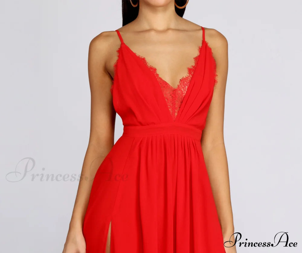 Angelique Formal High Charming Slit Lace Dress S.o. Long Dresses