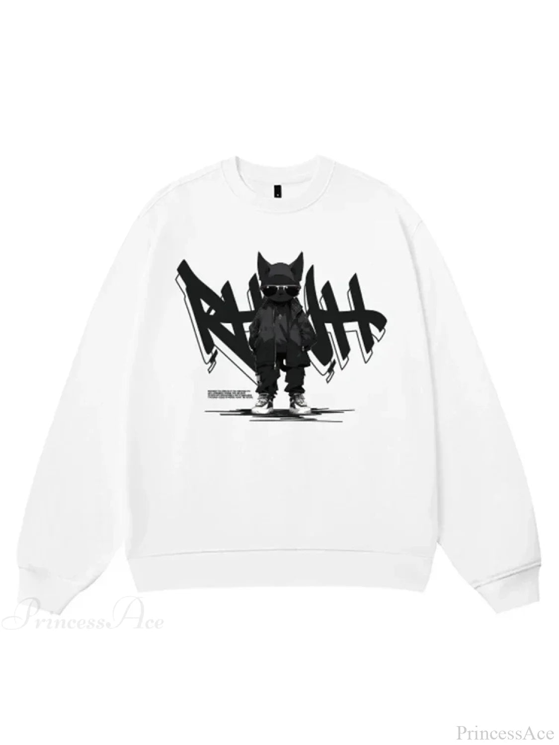 Anime Print Fleece Vintage Sweatshirt WHITE / M(40-50KG)
