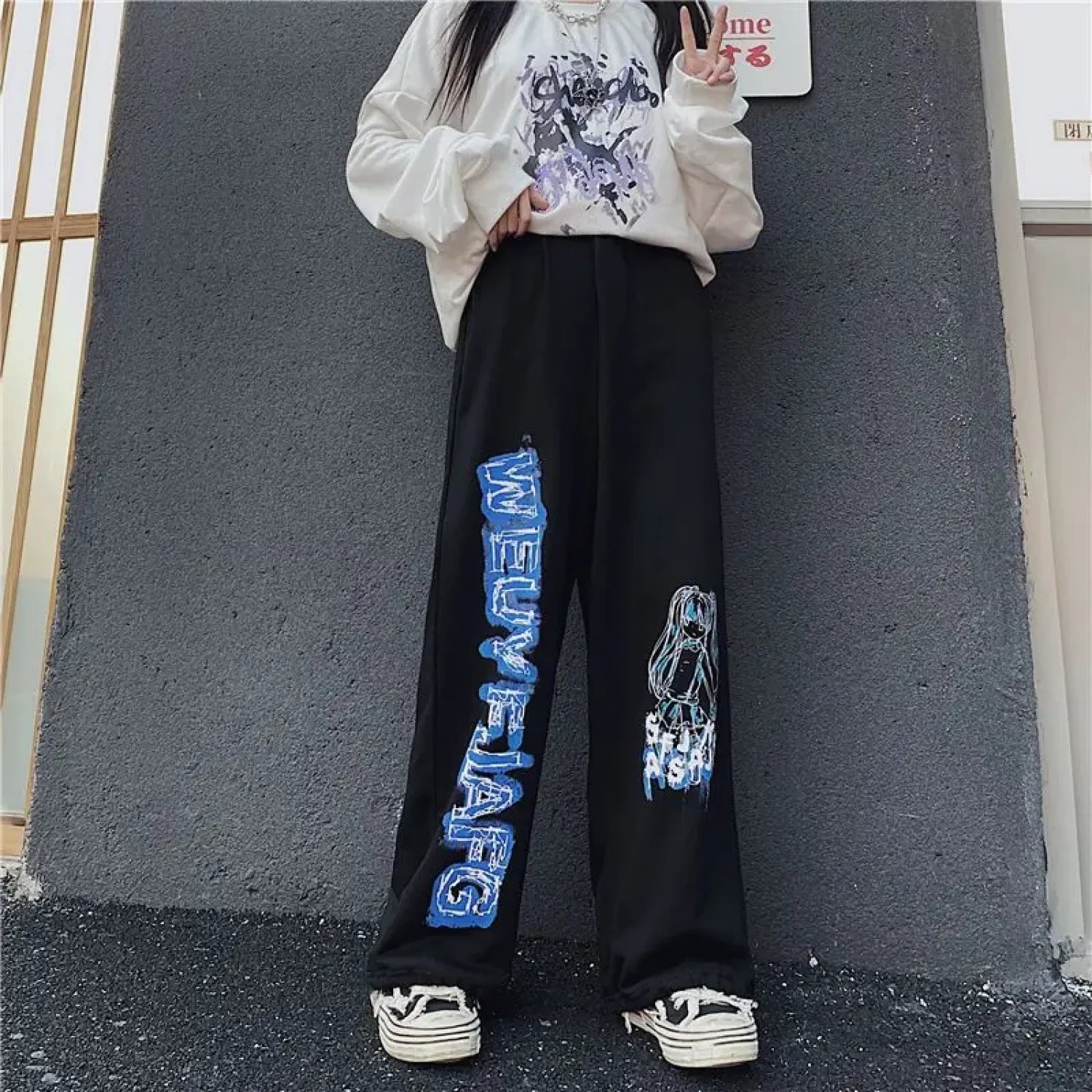 Anime Print Oversized Hip Hop Pants
