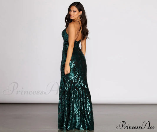 Annalise Scroll Sequin Charming Cross Back Dress S.o. Long Dresses