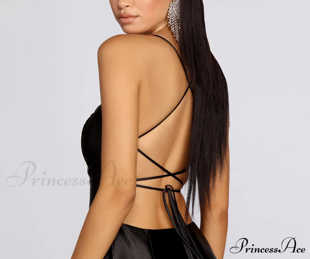 Anne Formal Stylish Lattice Satin Dress S.o. Long Dresses