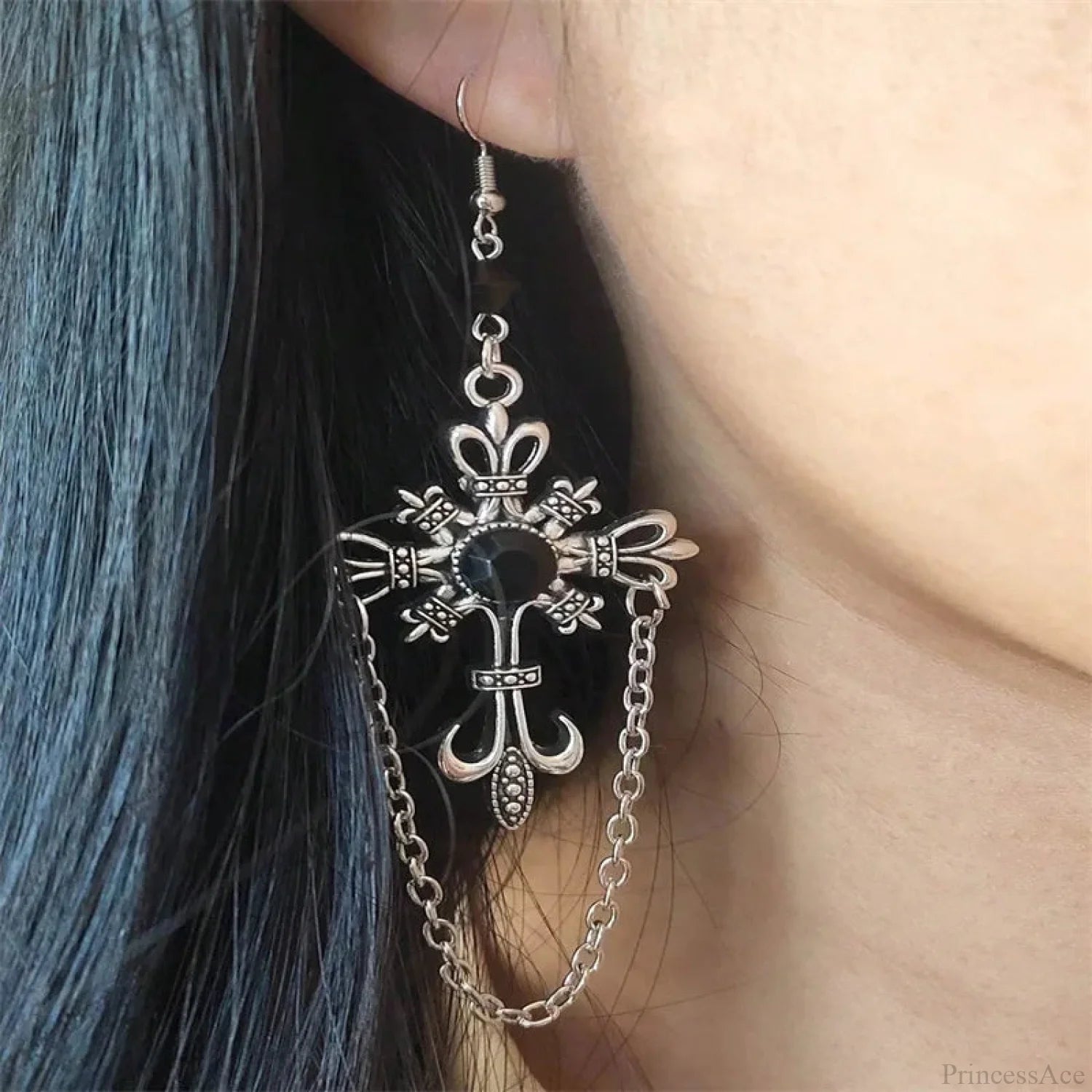 Antique Fairy Wings Grunge Dangling Earring black