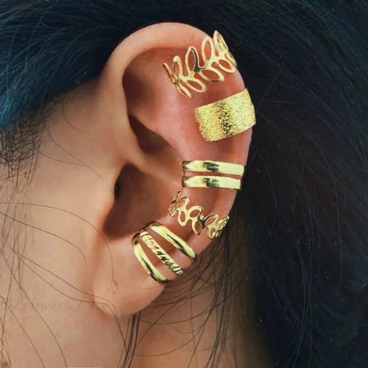 Antique Gilded Foliage Non-Penetrating Clasp Earring golden
