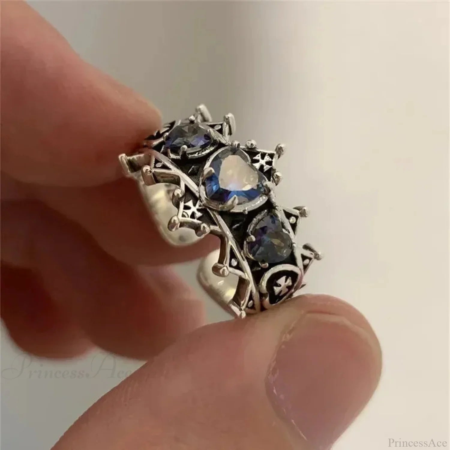 Antique Lolita Gothic Heart Cross Ring