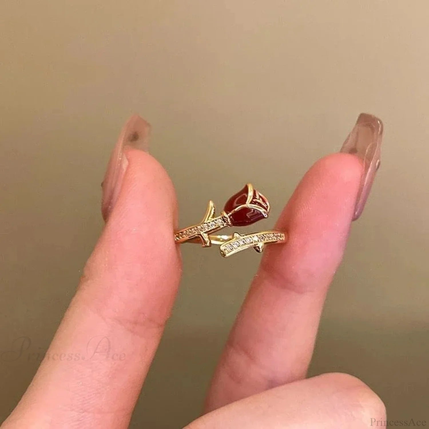 Antique Mysterious Crimson Crystal Cross Band resizable / sliver11