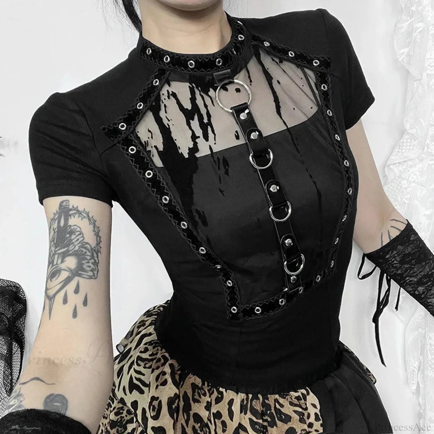 Antique Seductive Empty Out Blouse Black / S