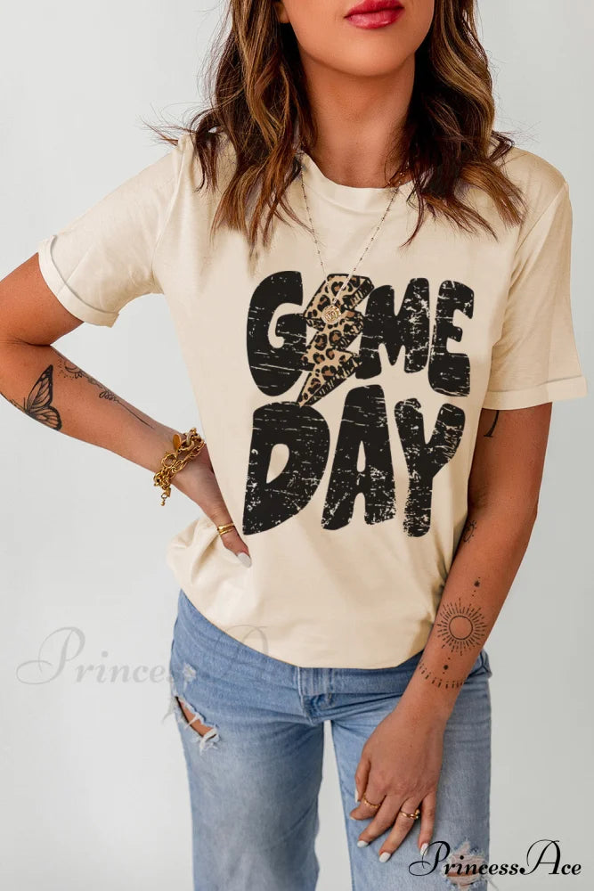 GAME DAY Graphic Short Sleeve T-Shirt Ivory clothes Ship From Overseas SYNZ t-shirt top trend