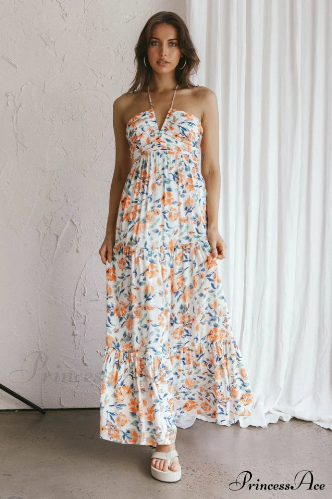 Asiah Halter Stylish Neck Maxi Dress