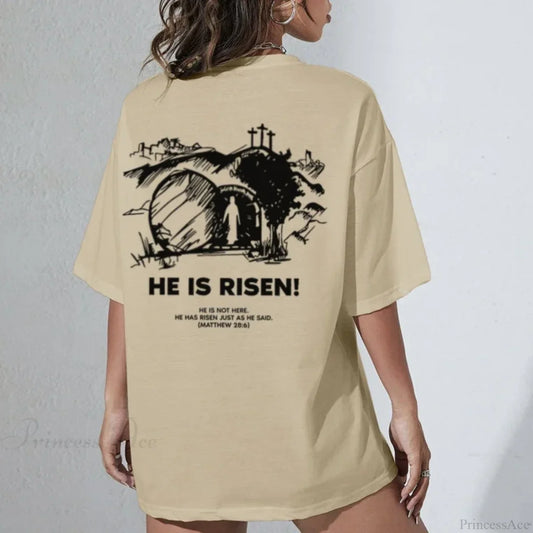 aster Back Print T-shirt Khaki / S t-shirt-250223