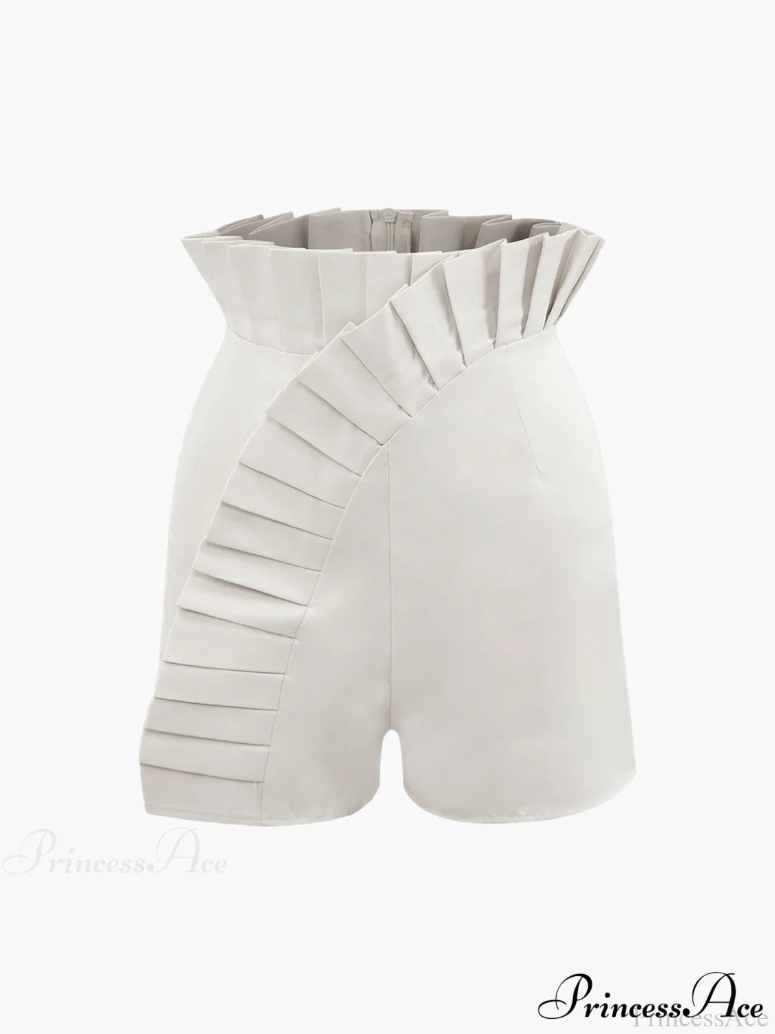Asymmetric Pleated Graceful Zip Shorts