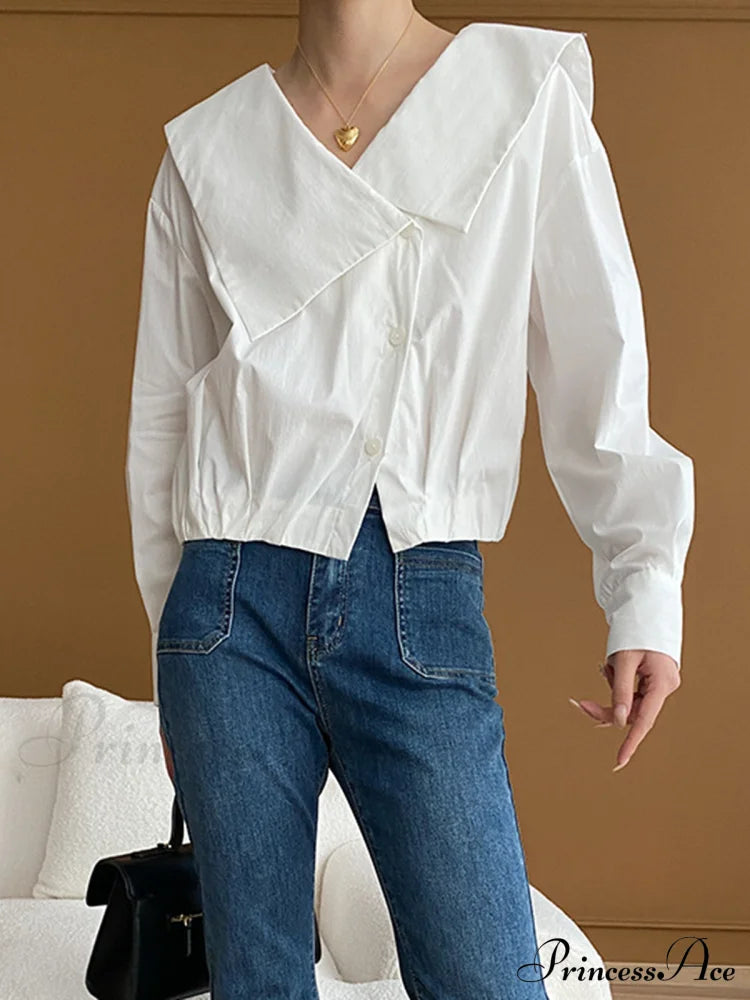 Asymmetrical Charming Collar Blouse Blouses