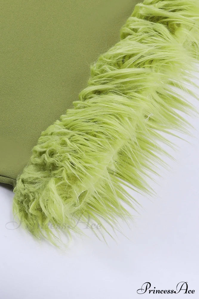 Asymmetrical Fuzzy Hem Mini Dress Dresses