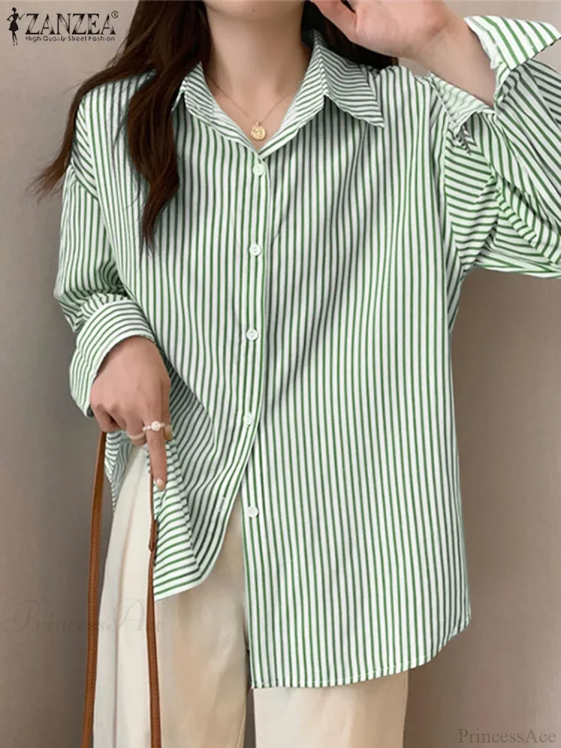 Asymmetrical Lace-Up Button Lapel Blouse Green2 / S blouse-250126