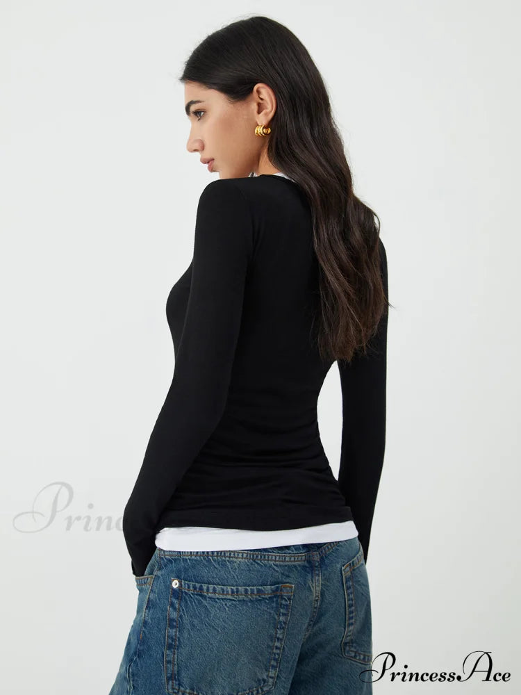 Asymmetrical Neck Graceful Long Sleeve Blouse Blouses
