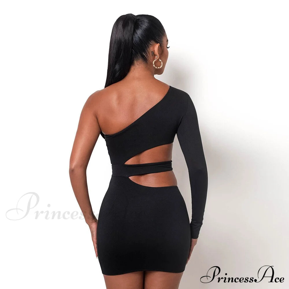 Autumn Bodycon - White Out Shoulder Evening Women Club Gown Cut One Dress