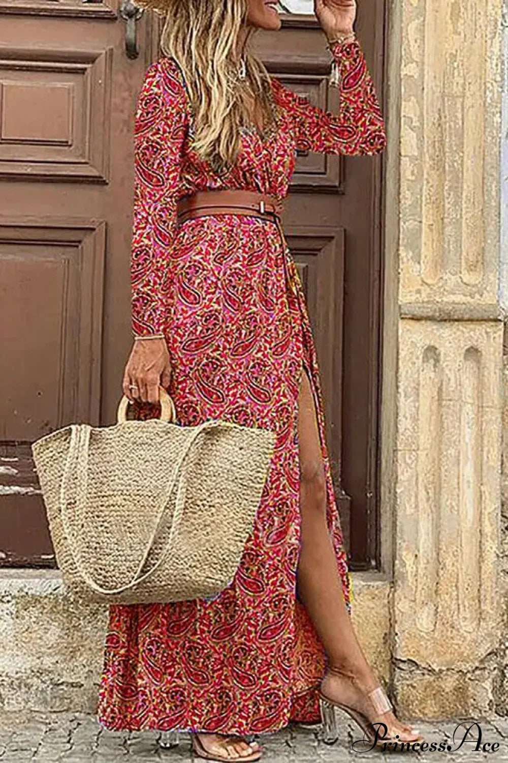 Autumn Female Short Sleeve Sexy High Split Maxi Boho Dress