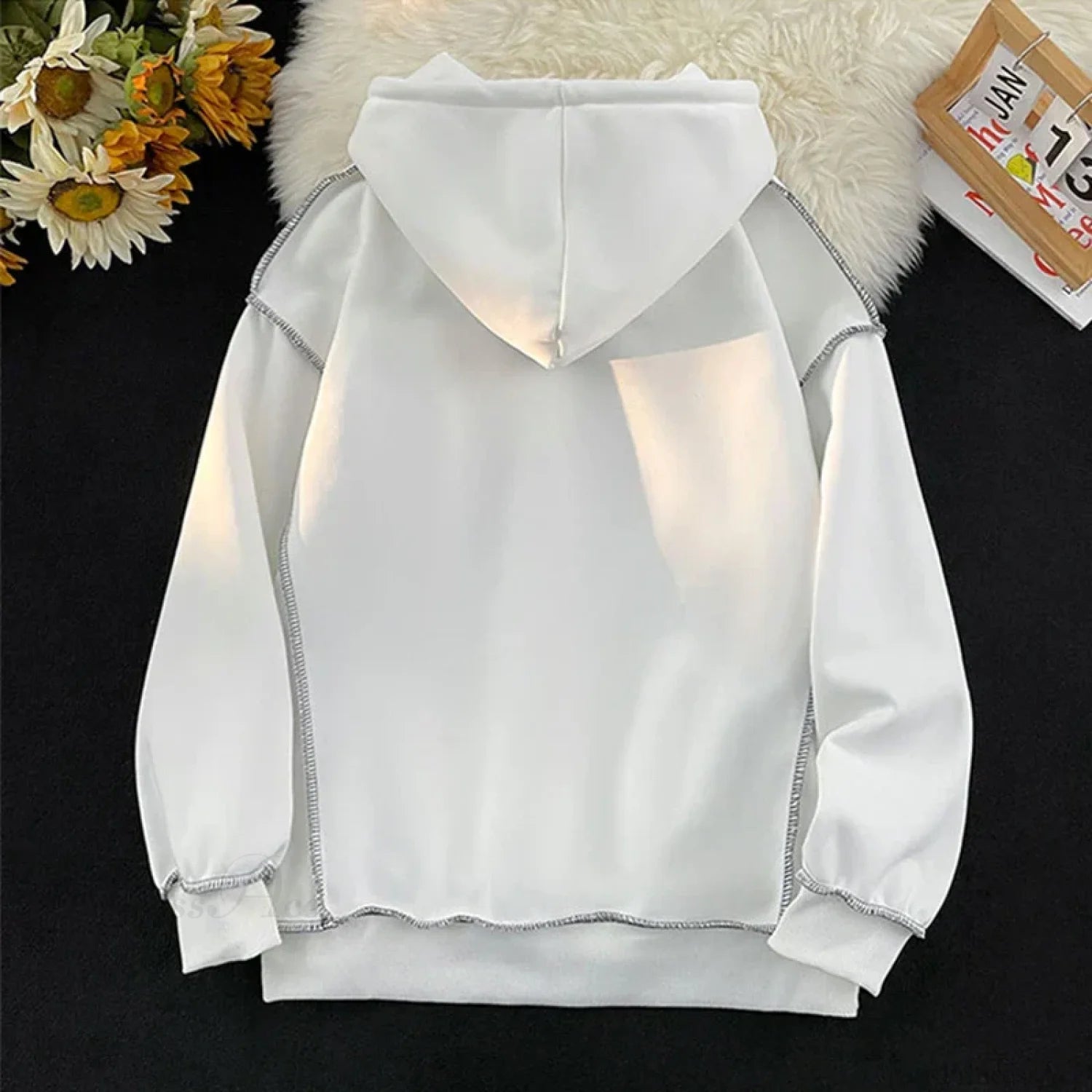 Autumn Letter Print Loose Fleece Hoodie