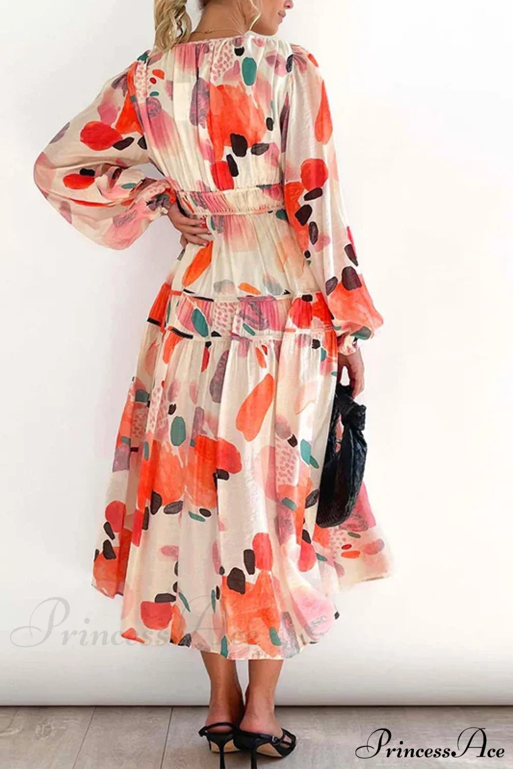 Autumn Long Sleeved Pleated Maxi Dress Boho