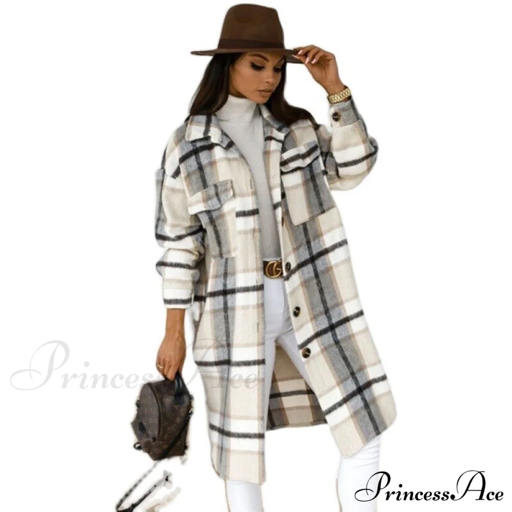 Autumn Plaid For Jacket Warm Fashion Patterned Winter - Women Overcoat