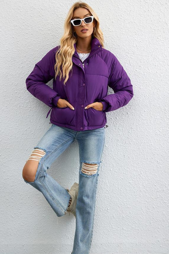 Short Stand Collar Puffer Coat Purple / M coats