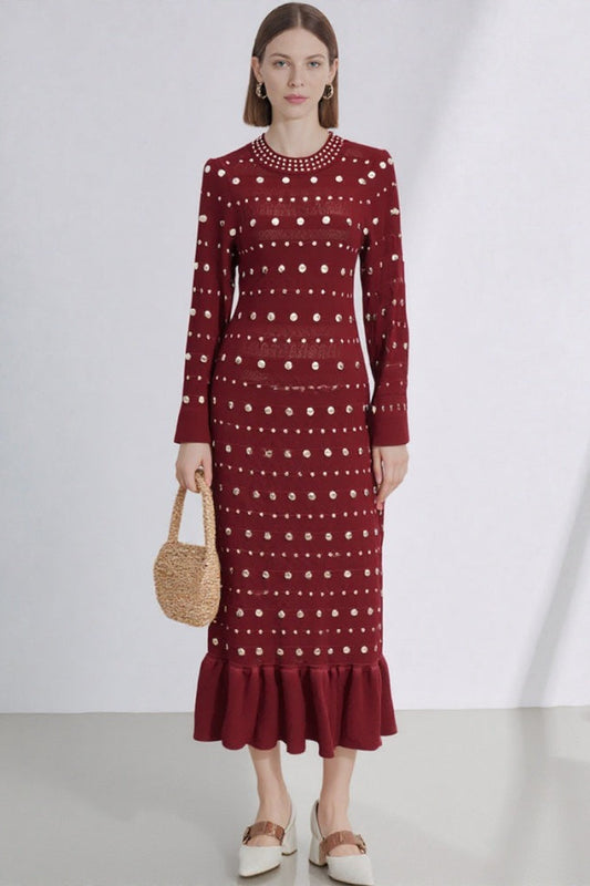 Langärmeliges, gestricktes Meerjungfrauen-Kleid