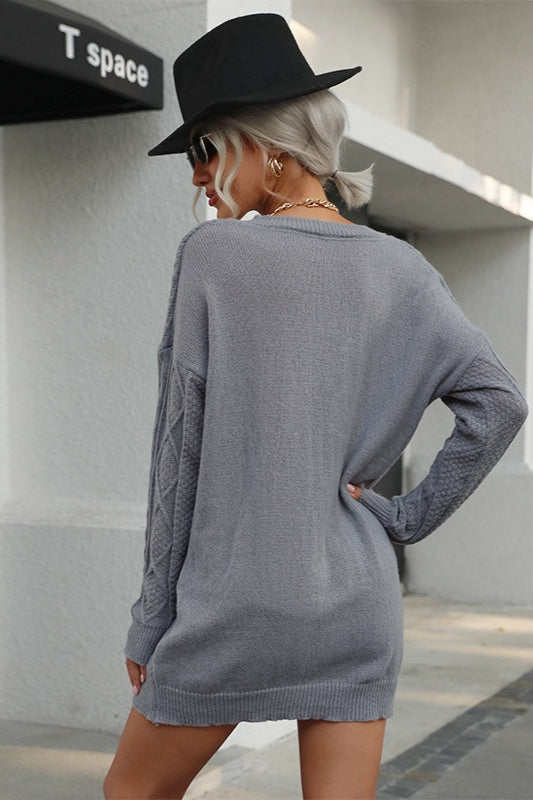 Solid Cable-Knit Wool Women’s Mini Dress