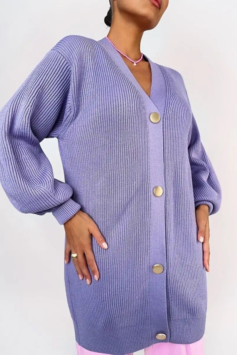 Solid Color Relaxed Knit Cardigan